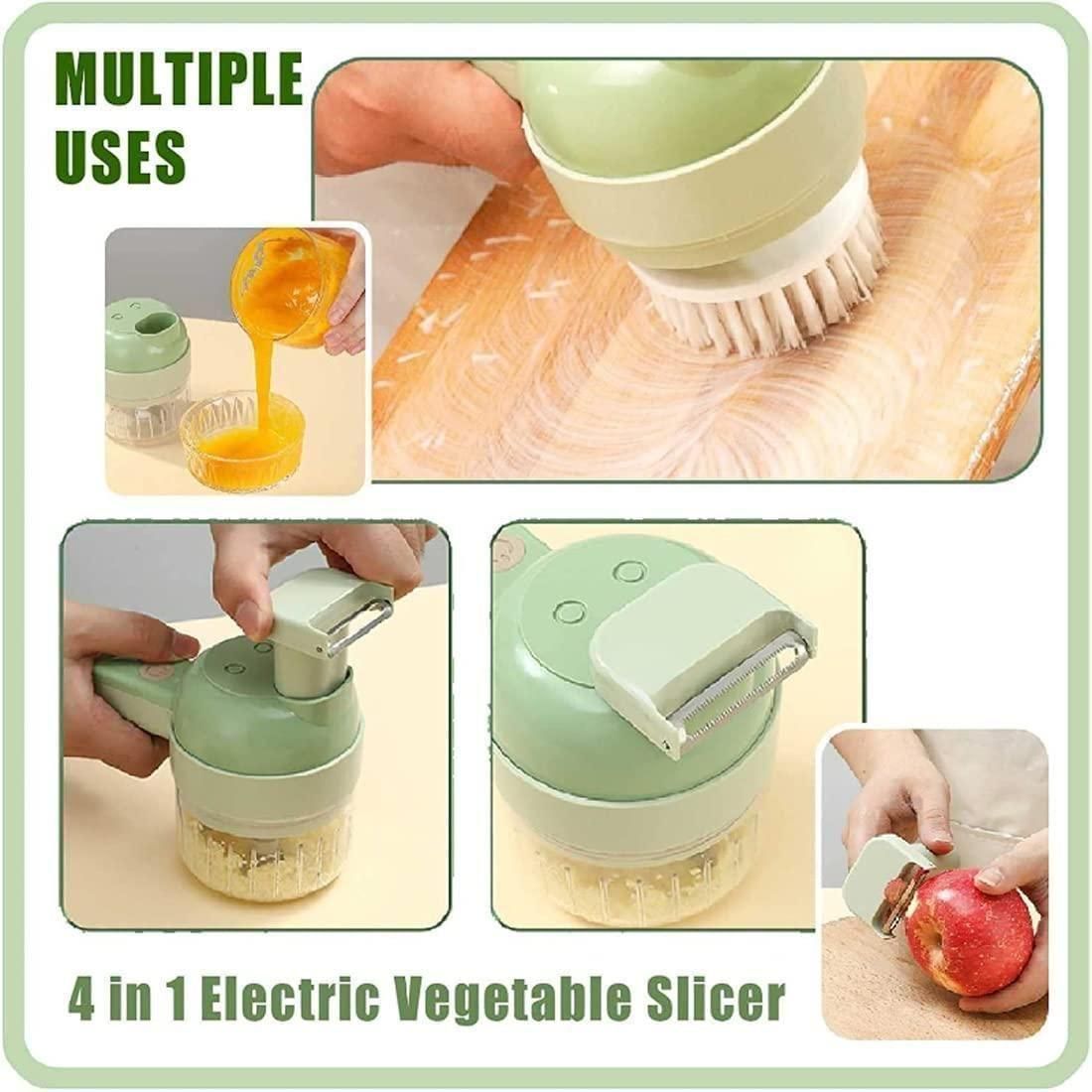 4-in-1 Portable Electric Vegetable Cutter – Slice, Dice & Grate in Seconds!