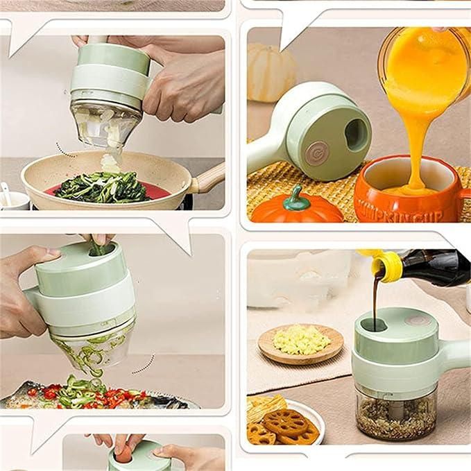 4-in-1 Portable Electric Vegetable Cutter – Slice, Dice & Grate in Seconds!