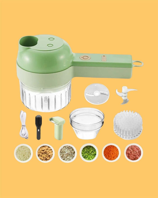 4-in-1 Portable Electric Vegetable Cutter – Slice, Dice & Grate in Seconds!