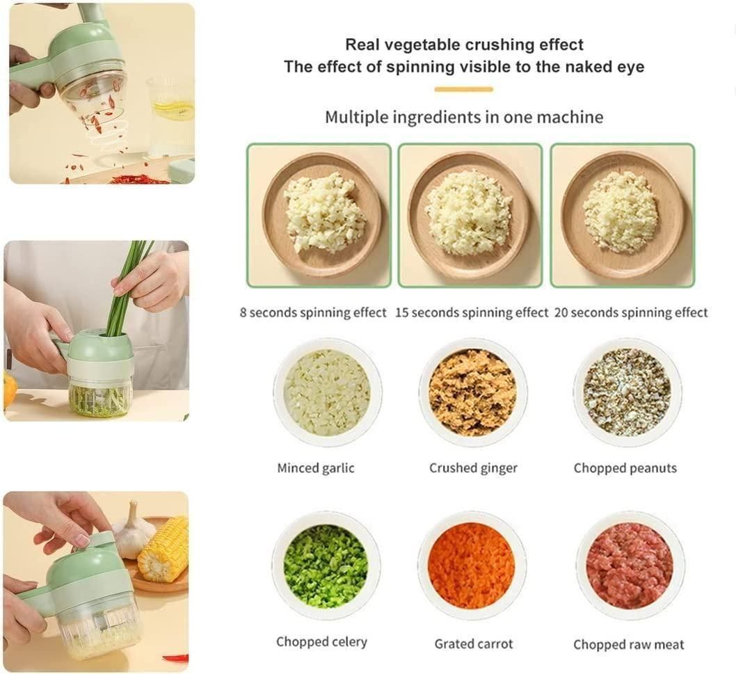 4-in-1 Portable Electric Vegetable Cutter – Slice, Dice & Grate in Seconds!